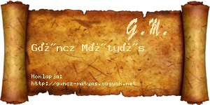 Güncz Mátyás névjegykártya